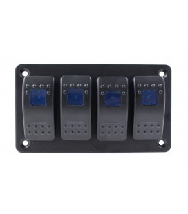 Alu panel switch, ONOFFx4 Blue