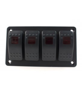 Alu panel switch, ONOFFx4 Red