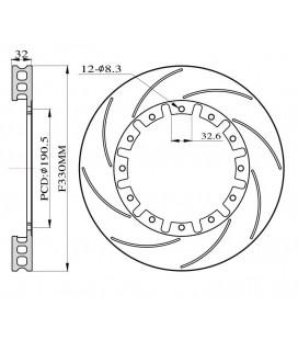 Brake rotors slotted for Big Brake Kit 330mm 2015+