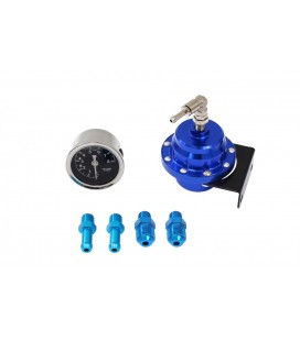 Fuel pressure regulator TurboWorks AN6 with gauge BLUE