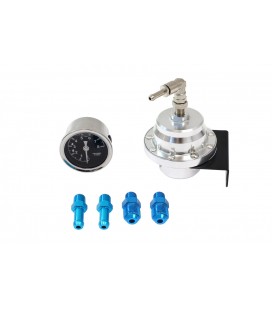 Fuel pressure regulator TurboWorks AN6 with gauge SILVER