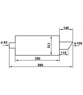 Rear Muffler TurboWorks 105mm inlet 63,5mm