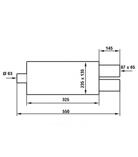 Rear Muffler TurboWorks 2x65x86mm inlet 63,5mm