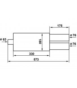 Rear Muffler TurboWorks 2x76mm inlet 63,5mm