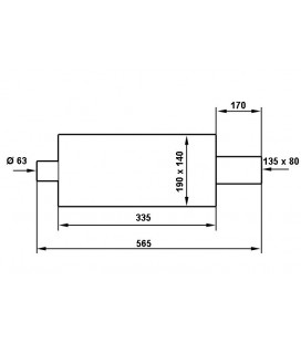 Rear Muffler TurboWorks 80x135mm inlet 63,5mm