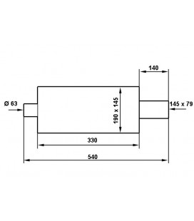 Rear Muffler TurboWorks 80x145mm inlet 63,5mm