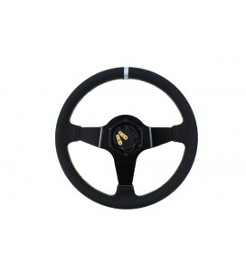 Steering wheel SLIDE 350mm offset:80mm Leather Silver Strip