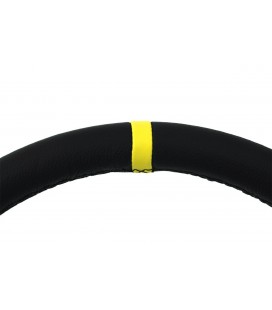 Steering wheel SLIDE 350mm offset:80mm Leather Yellow Strip