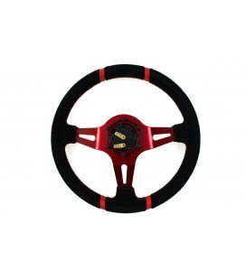 Steering wheel SLIDE 350mm offset:80mm Suede Red