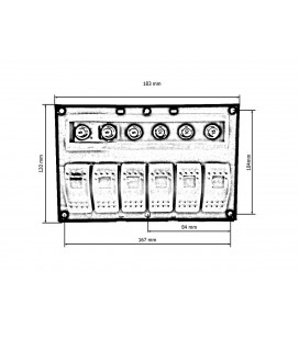 Switch 1224V IP68 ON-OFFx6, 6xB 3x5A 2x10A 1x15A