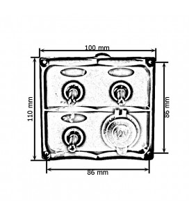 Switch Panel 12V SPSTON-OFFx3, 1xGZ, 2B 15A IP68