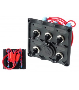 Switch Panel 12V SPSTON-OFFx5, 1xGZ, 3B 15A IP68