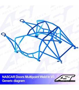 Roll Cage BMW (E30) 3-Series 4-doors Sedan RWD MULTIPOINT WELD IN V3 NASCAR-door