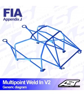 Roll Cage HONDA Integra (DB, DC) 3-doors Coupe MULTIPOINT WELD IN V2