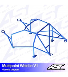 Roll Cage Renault Megane (Phase 2) 3-doors Hatchback MULTIPOINT WELD IN V1