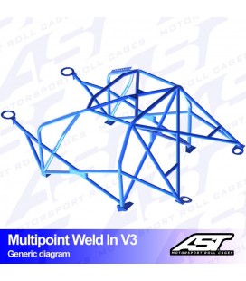 Roll Cage Renault Megane (Phase 2) 3-doors Hatchback MULTIPOINT WELD IN V3