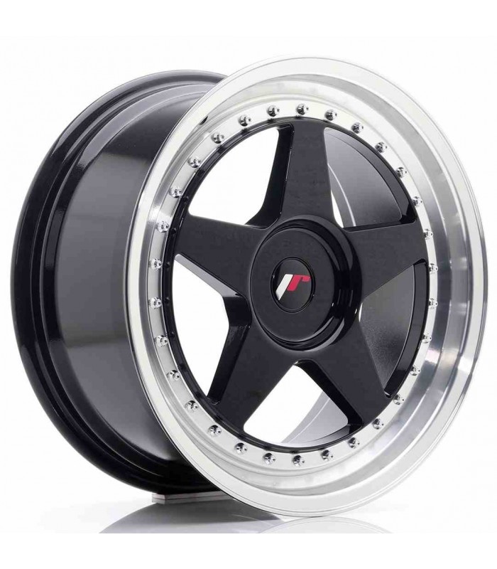 JR Wheels JR6 18x8,5 ET20-40 BLANK Glossy Black w/Machined Lip