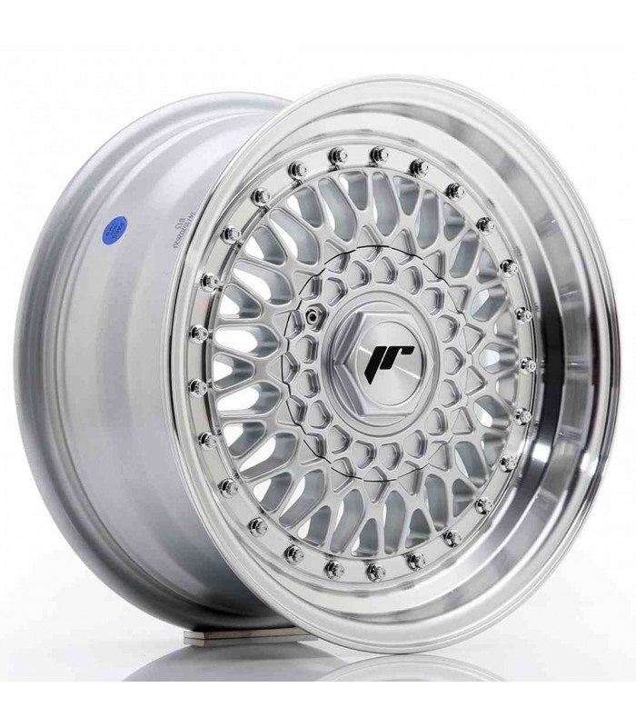 JR Wheels JR9 15x7 ET20 4x100/108 Silver w/Machined Lip+Silver Rivets