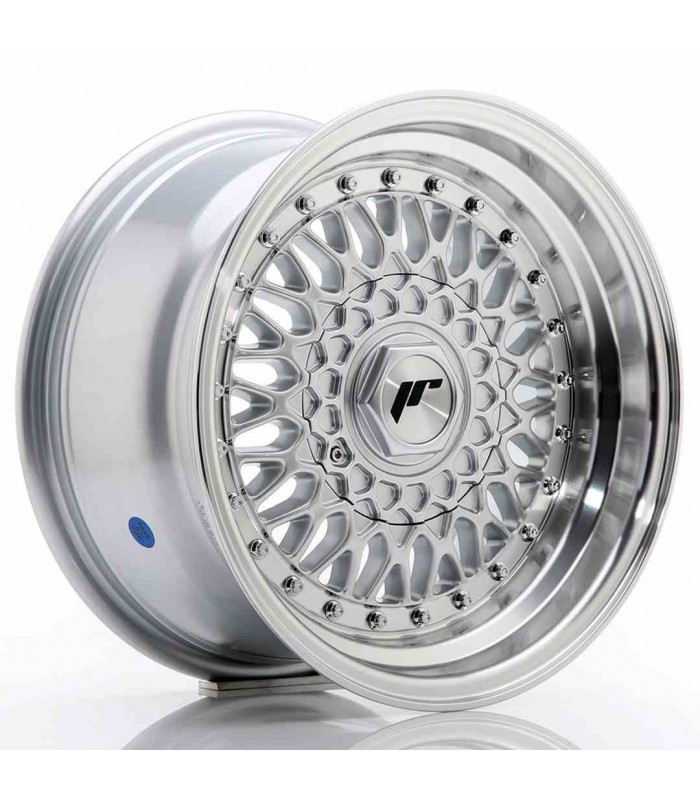 JR Wheels JR9 15x8 ET20 4x100/108 Silver w/Machined Lip+Silver Rivets