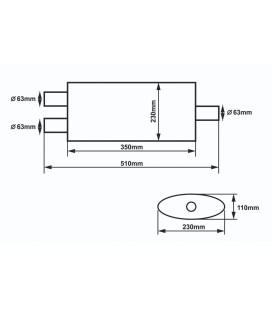 Center Muffler 63,5mm SLIDE 304SS