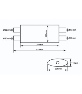 Center Muffler 63,5mm SLIDE 304SS