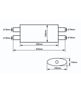 Center Muffler 76mm SLIDE 304SS