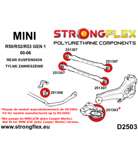 256203A: Rear suspension bush kit up to 05/2003 SPORT