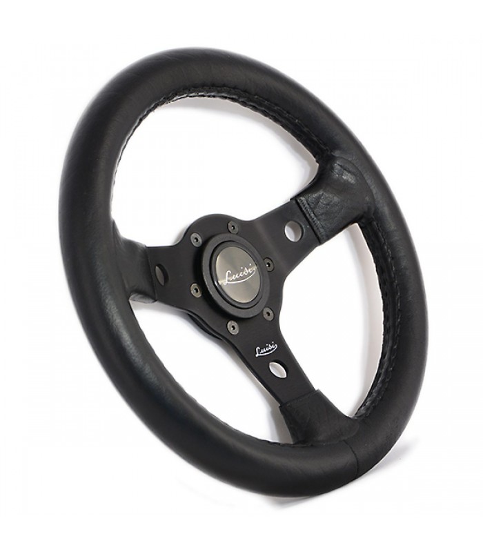 Luisi Nibbio Steering Wheel - Black Polyurethane Black Spokes 320mm (Made in Italy)