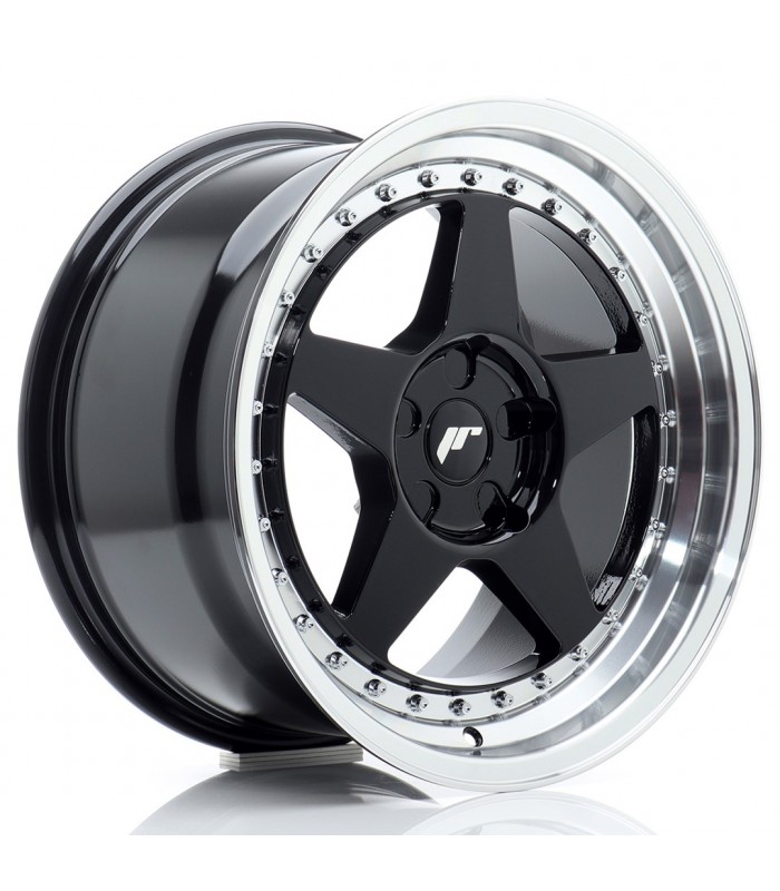 JR Wheels JR6 17x9 ET20-35 5H BLANK Gloss Black w/Machined Lip