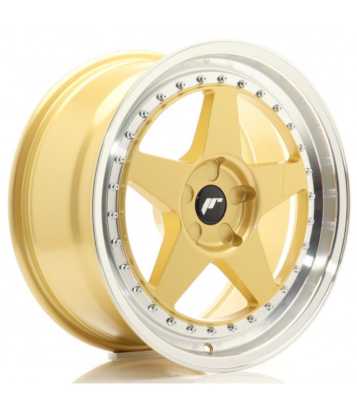 JR Wheels JR6 18x8 ET20-35 5H BLANK Gold w/Machined Lip