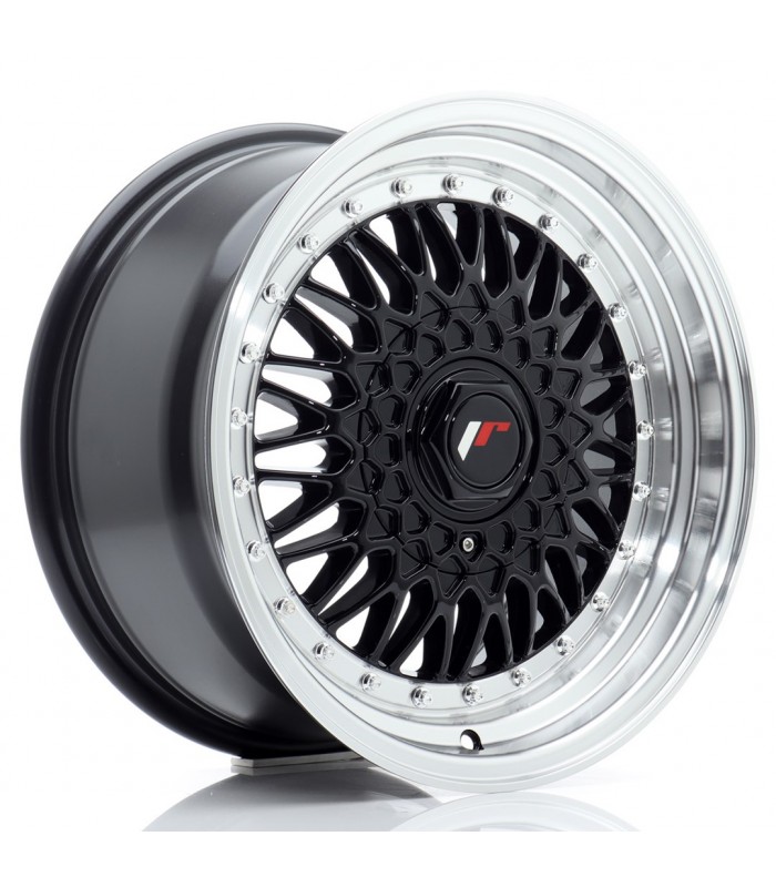 JR Wheels JR9 16x8 ET25 4x100/108 Gloss Black w/Machined Lip