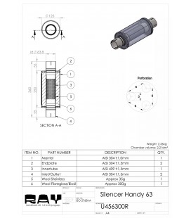 Duslintuvas Round 125mm L-250mm D-63 SS U456300R (SIMONS)