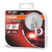 Hologeninės lemputė OsramH1 12V 55W P14,5s NIGHT BREAKER SILVER +100%  /2 pcs