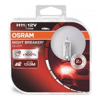 Hologeninės lemputė OsramH11 12V 55W PGJ19-2 NIGHT BREAKER SILVER+100% /2pcs