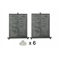 Roller sunshade with suction cups 2 x 45 cm black, PVC