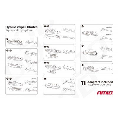 Hybrid wiper blade multiconnect 24" (600mm) 11 adapters