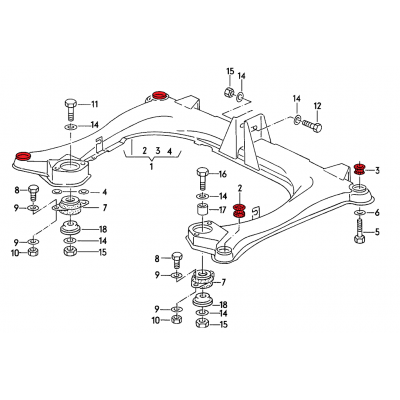 Aliuminės traverso įvorės Audi B2/B3/B4