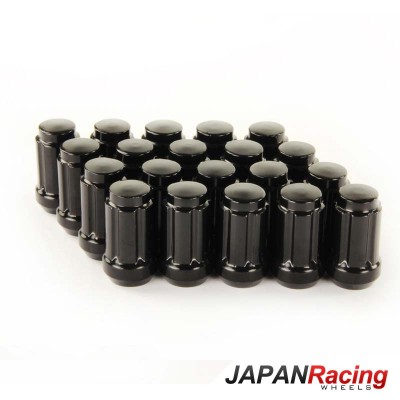 Grūdinto plieno Japan Racing veržlės M12x1,25 trumpos juodos