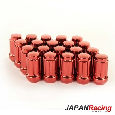 Grūdinto plieno Japan Racing veržlės M12x1,5 trumpos raudonos